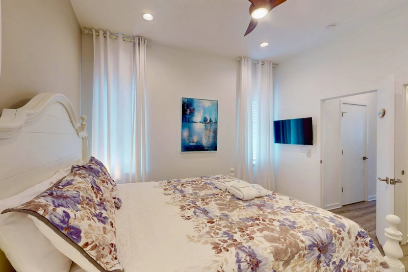 A wall mounted tv let's you wind down in your suite