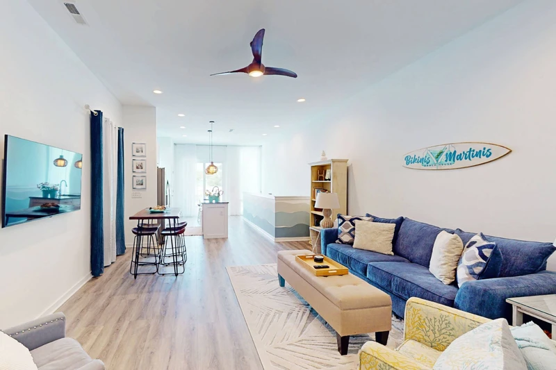 Open concept kitchen, dining and living room