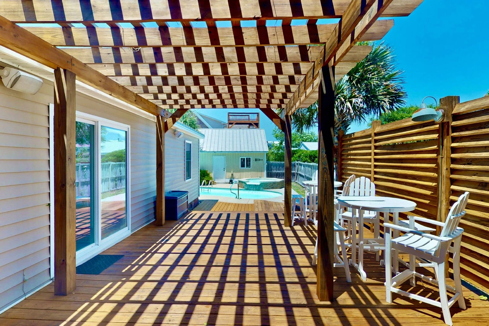 Enjoy drinks or a meal on the extra large deck