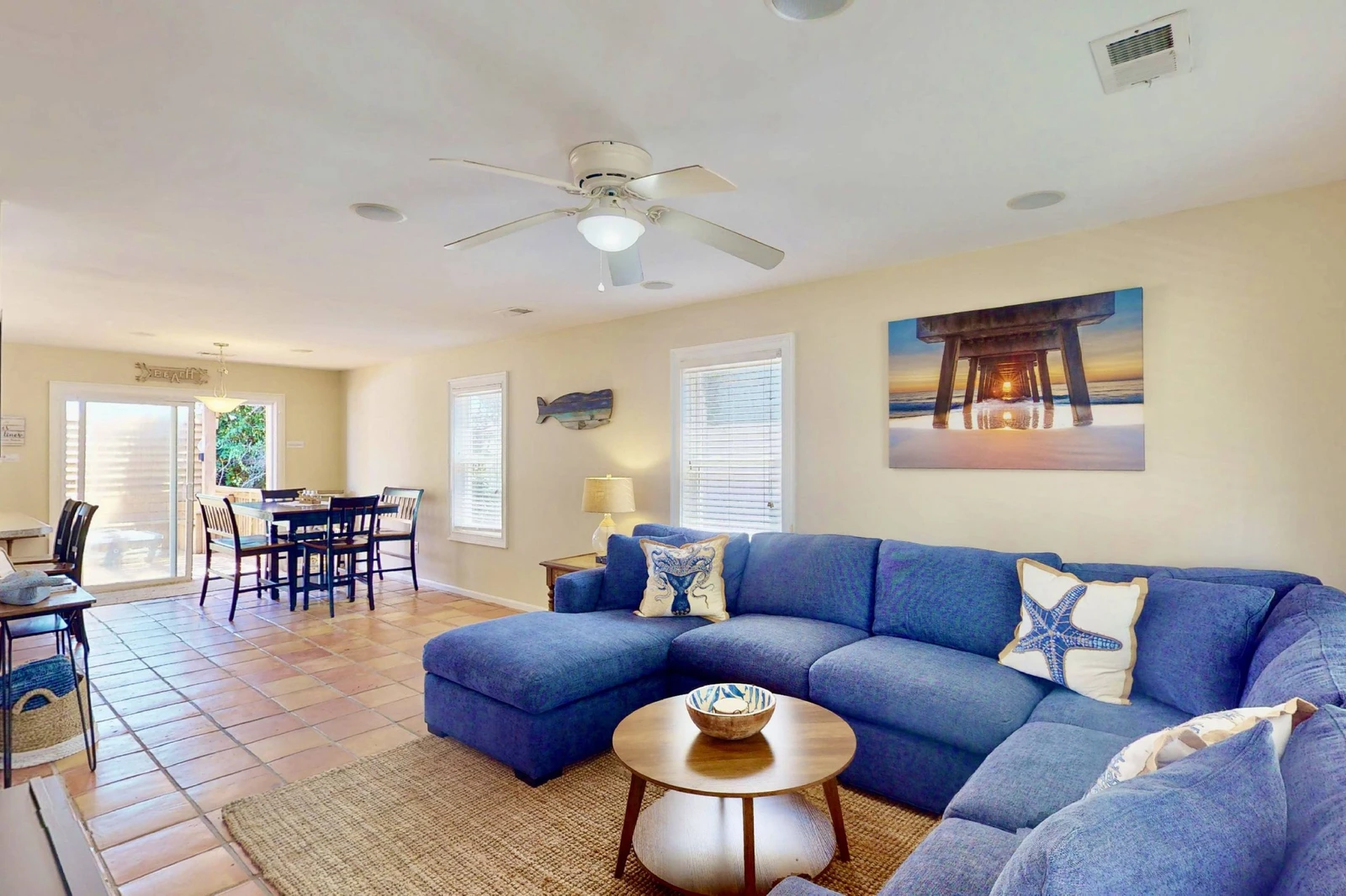 An open floor plan allows you to be together while cooking, eating or watching tv