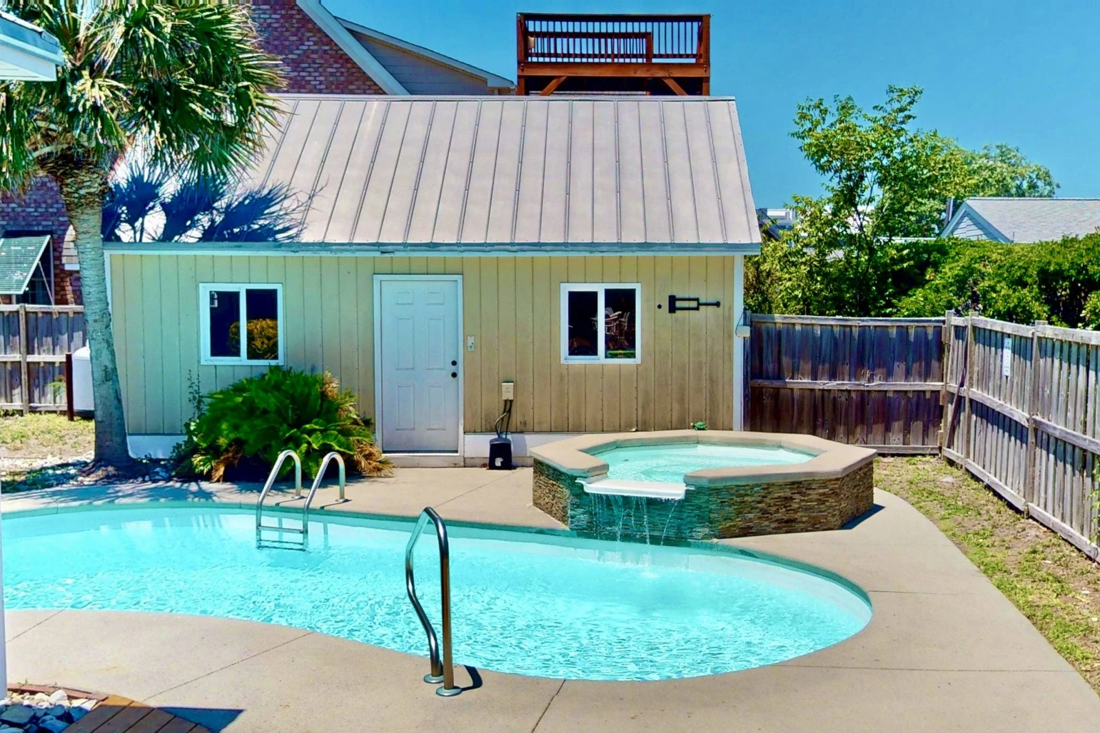Relax around the pool on a hot day!  Tipsea Toes has a fenced in back yard for extra privacy (Spa and pool are not heated)