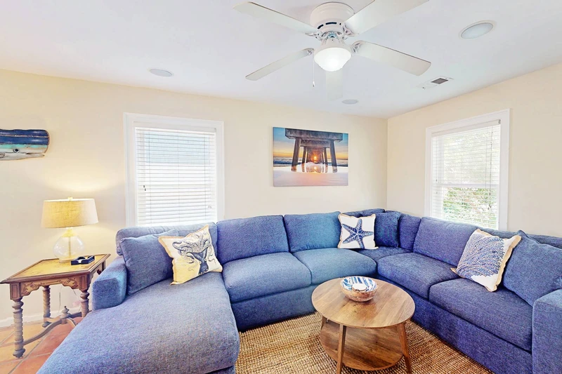 A new living room couch has space for the family