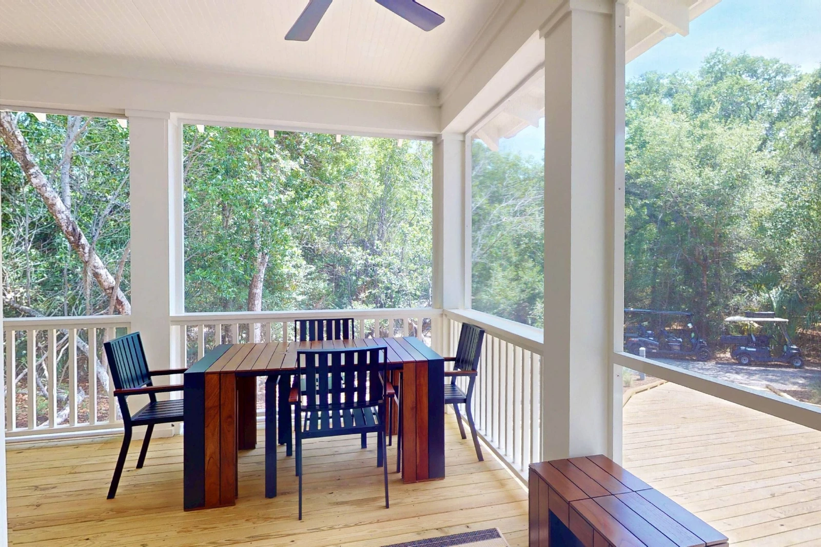 Enjoy a meal on the large back porch with an extendable dining table seating up to 12
