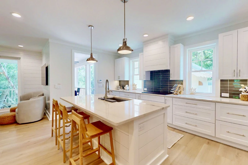 Grab a quick bite to eat at the kitchen island