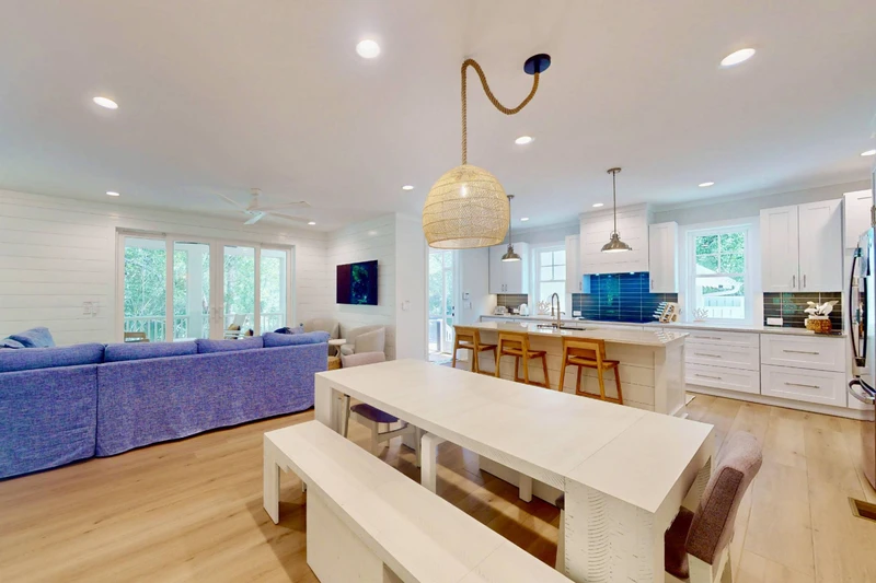 An open floor plan allows you to be together while cooking, eating or watching tv