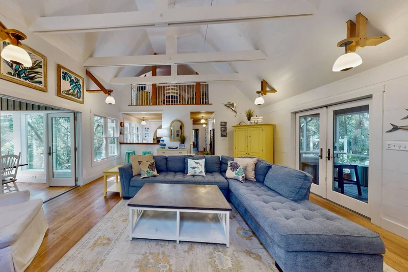 Relax on the large sectional in the main living area