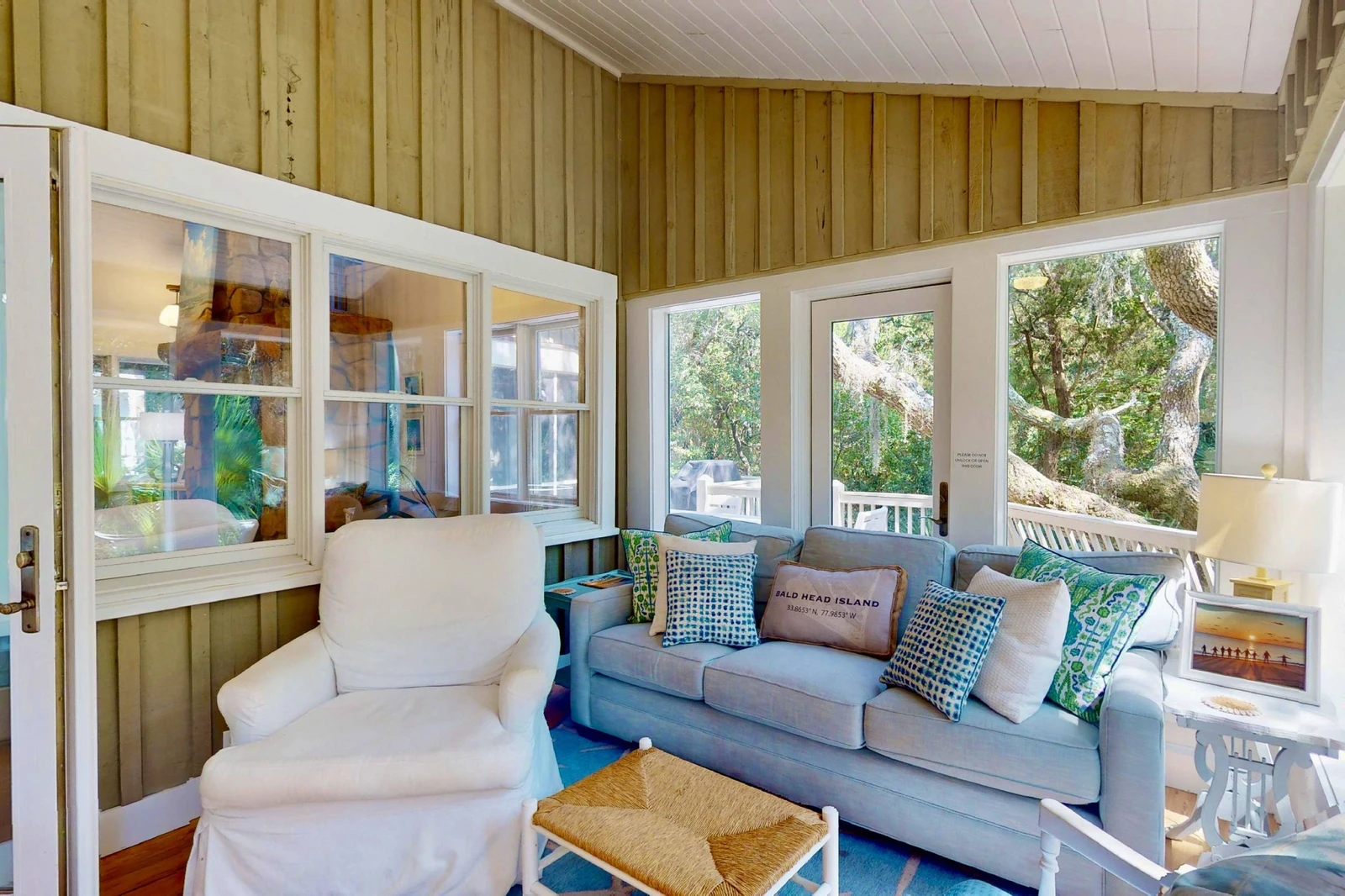 The family/dining room has windows on all sides for fantastic views