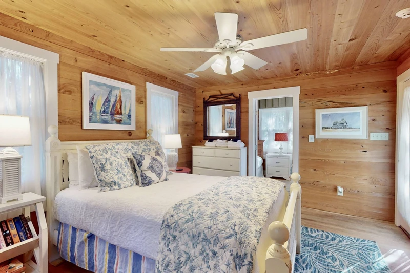 The second queen bedroom in the guest wing also has direct access to an outside door