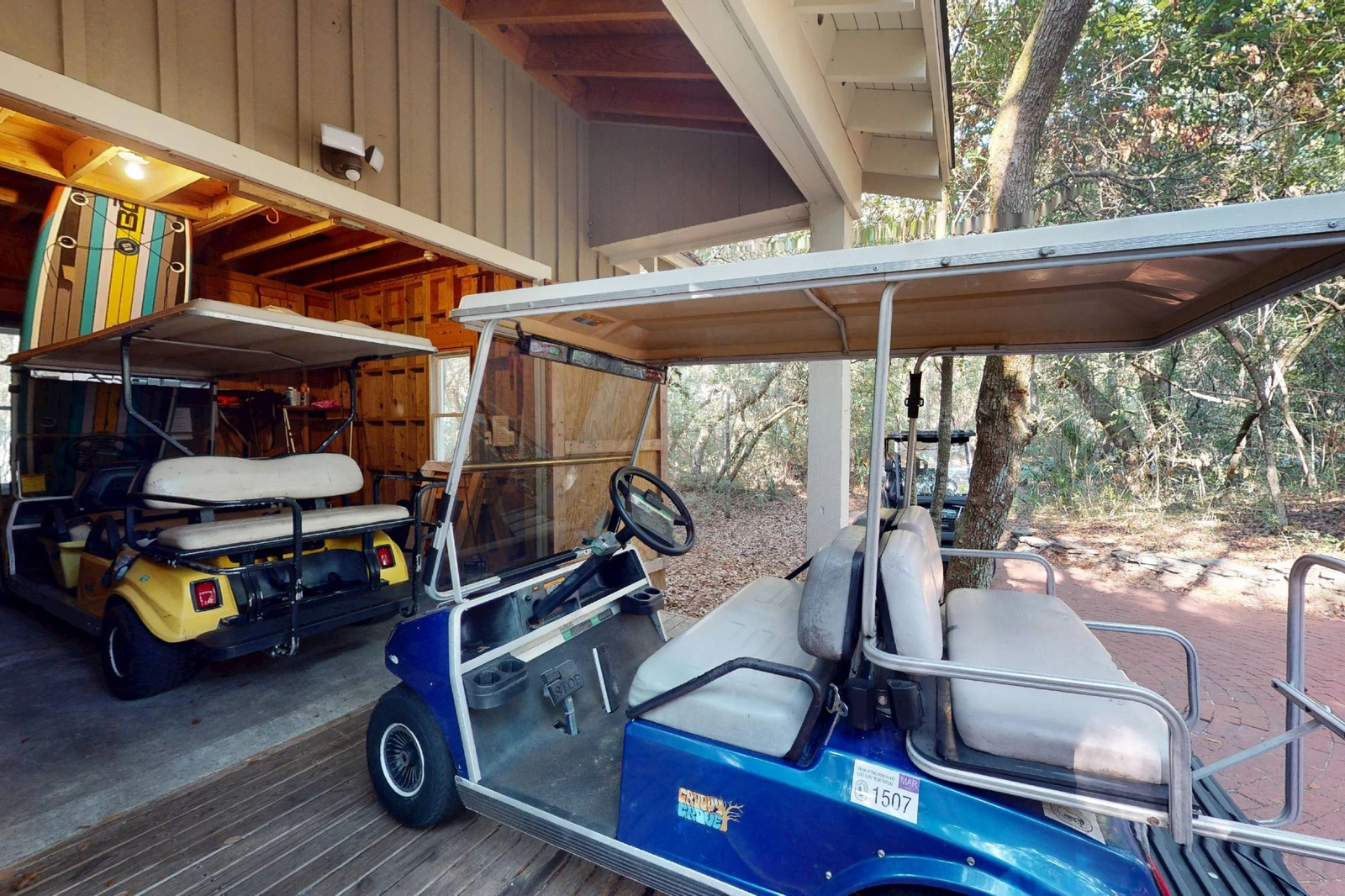 Groovy Grove offers two golf carts, one 4 seater and one 6 seater