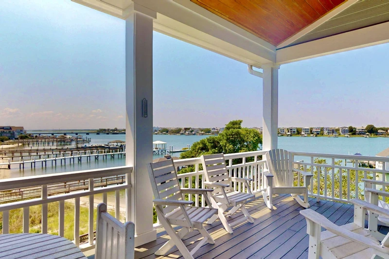 Enjoy a cocktail on the sound facing deck