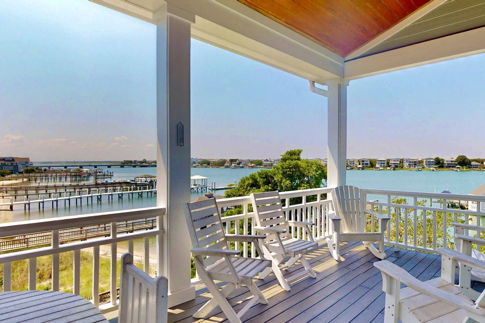 Enjoy a cocktail on the sound facing deck