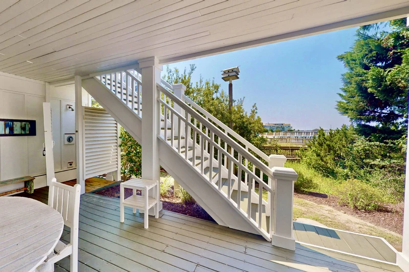 A private outdoor shower is perfect for rinsing off after a day at the beach or in the sound